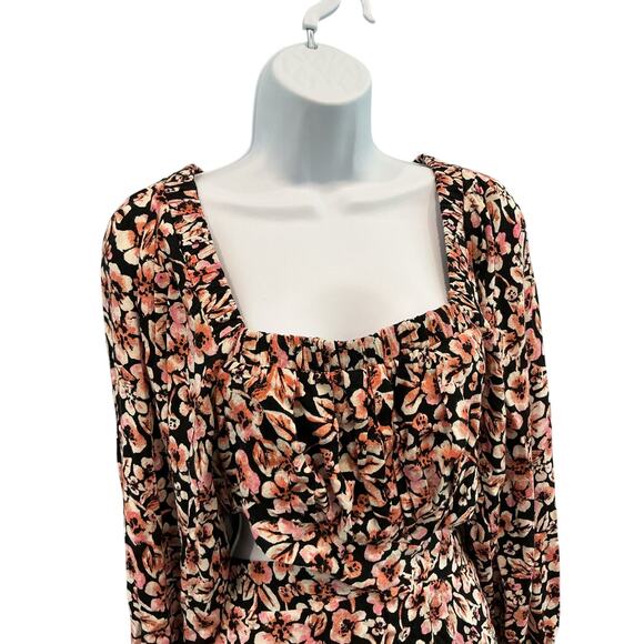 Free People Jael Printed Mini Dress Size XS Black Dark Floral Boho Fall Date - Picture 7 of 12